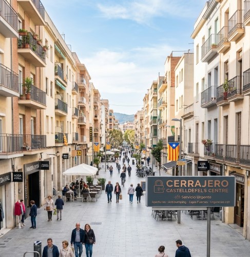 Calles peatonales, comercios y entorno urbano seguro del centro de Castelldefels